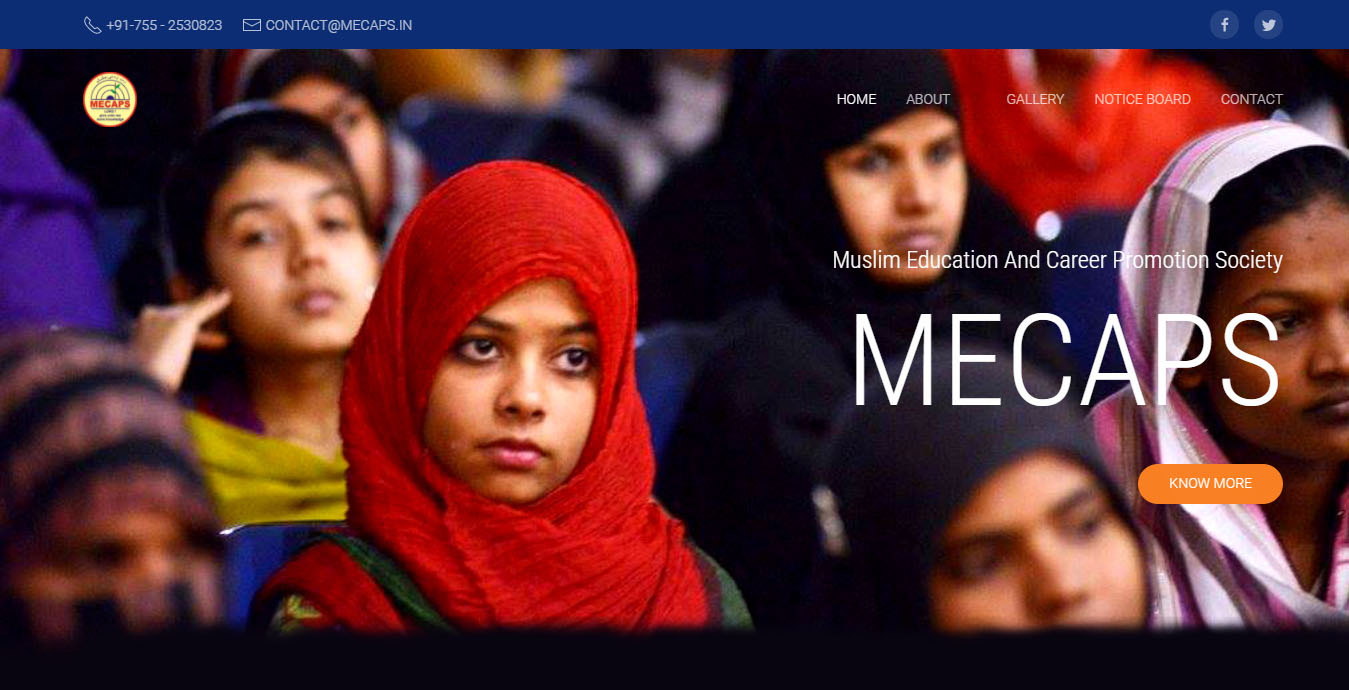 Screenshot from NGO Website MECAPS homepage