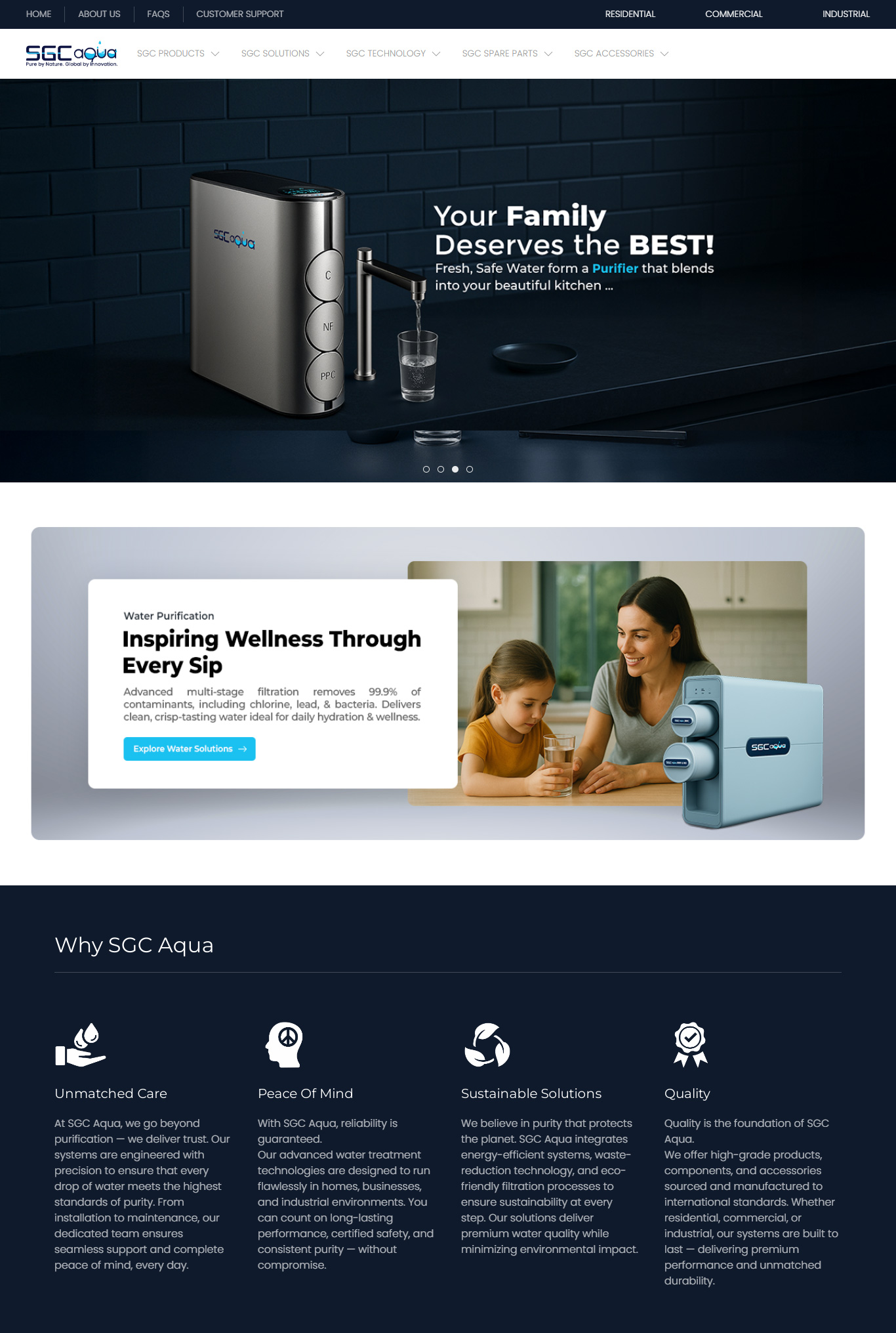 Screenshot from SGC Aqua Website homepage